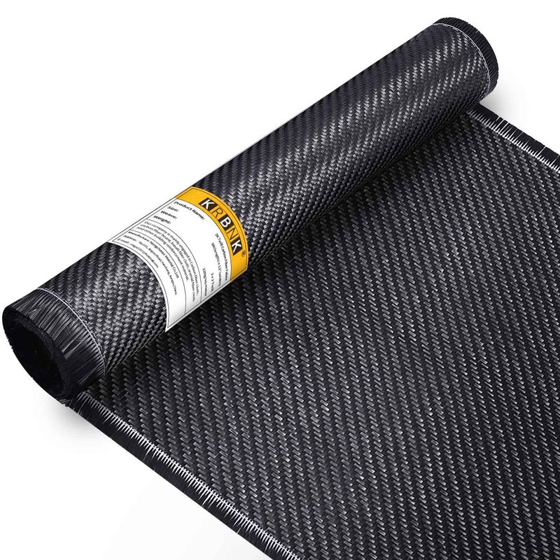 Krbnk 5ft x 12" Carbon Fiber Cloth Roll, 3K/220g Carbon Fabric, 2x2 Twill Weave Carbon Fiber Sheets Raw Material, Repair Kit for DIY Repair Cars Furniture - Image 1